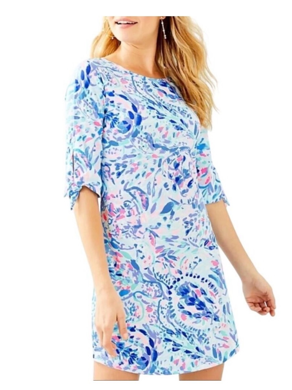 Lilly Pulitzer Preston Tie Dress in Breakwater Tint Party Wave. NWOT
